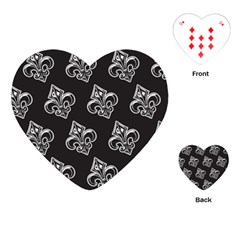 French France Fleur De Lys Metal Pattern Black And White Antique Vintage Black Rocker Playing Cards Single Design (heart)