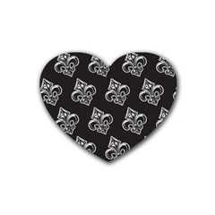 French France Fleur De Lys Metal Pattern Black And White Antique Vintage Black Rocker Heart Coaster (4 Pack)  by Quebec