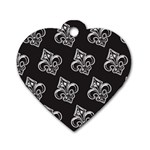 French France Fleur De Lys Metal Pattern black and white antique vintage black rocker Dog Tag Heart (Two Sides) Back