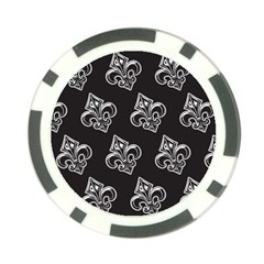 French France Fleur De Lys Metal Pattern Black And White Antique Vintage Black Rocker Poker Chip Card Guard by Quebec