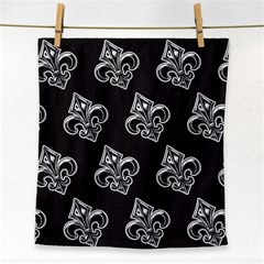 French France Fleur De Lys Metal Pattern Black And White Antique Vintage Black Rocker Face Towel by Quebec