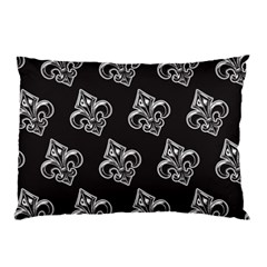 French France Fleur De Lys Metal Pattern Black And White Antique Vintage Black Rocker Pillow Case by Quebec