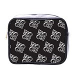 French France Fleur De Lys Metal Pattern black and white antique vintage black rocker Mini Toiletries Bag (One Side) Front