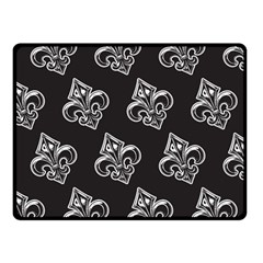 French France Fleur De Lys Metal Pattern Black And White Antique Vintage Black Rocker Fleece Blanket (small) by Quebec