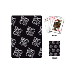 French France Fleur De Lys Metal Pattern Black And White Antique Vintage Black Rocker Playing Cards Single Design (mini) by Quebec