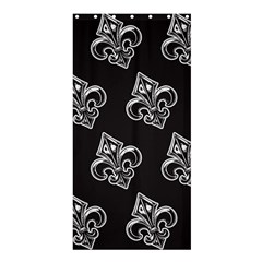 French France Fleur De Lys Metal Pattern Black And White Antique Vintage Black Rocker Shower Curtain 36  X 72  (stall) 