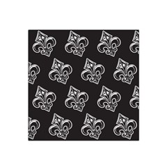 French France Fleur De Lys Metal Pattern Black And White Antique Vintage Black Rocker Satin Bandana Scarf by Quebec