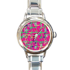 Abstrait Neon Rose Round Italian Charm Watch