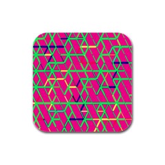 Abstrait Neon Rose Rubber Square Coaster (4 pack) 