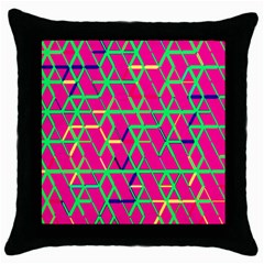 Abstrait Neon Rose Throw Pillow Case (Black)