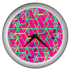 Abstrait Neon Rose Wall Clock (Silver)