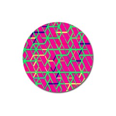 Abstrait Neon Rose Magnet 3  (round) by kcreatif