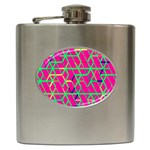 Abstrait Neon Rose Hip Flask (6 oz) Front