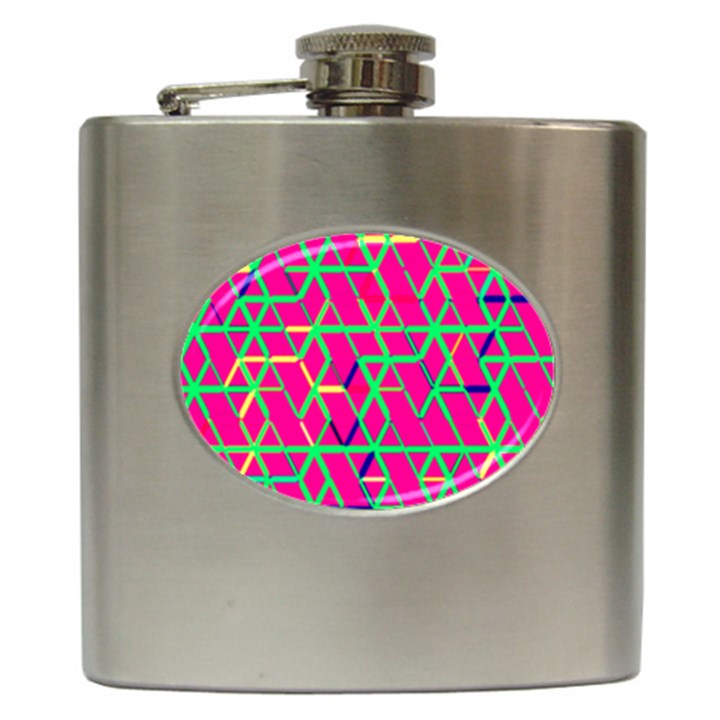 Abstrait Neon Rose Hip Flask (6 oz)