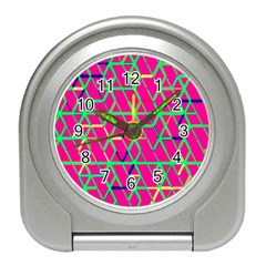 Abstrait Neon Rose Travel Alarm Clock by kcreatif