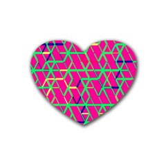 Abstrait Neon Rose Rubber Coaster (Heart) 