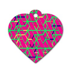 Abstrait Neon Rose Dog Tag Heart (Two Sides)