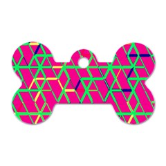 Abstrait Neon Rose Dog Tag Bone (One Side)