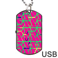 Abstrait Neon Rose Dog Tag Usb Flash (one Side) by kcreatif