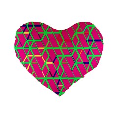 Abstrait Neon Rose Standard 16  Premium Heart Shape Cushions by kcreatif