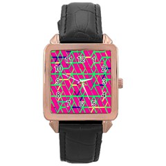 Abstrait Neon Rose Rose Gold Leather Watch 