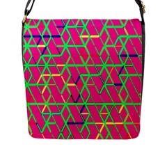 Abstrait Neon Rose Flap Closure Messenger Bag (L)