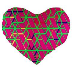 Abstrait Neon Rose Large 19  Premium Flano Heart Shape Cushions by kcreatif