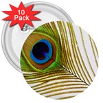 Peacock Feather Plumage Colorful 3  Buttons (10 pack)  Front