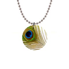 Peacock Feather Plumage Colorful 1  Button Necklace by Sapixe