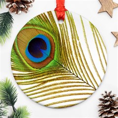 Peacock Feather Plumage Colorful Round Ornament (two Sides) by Sapixe