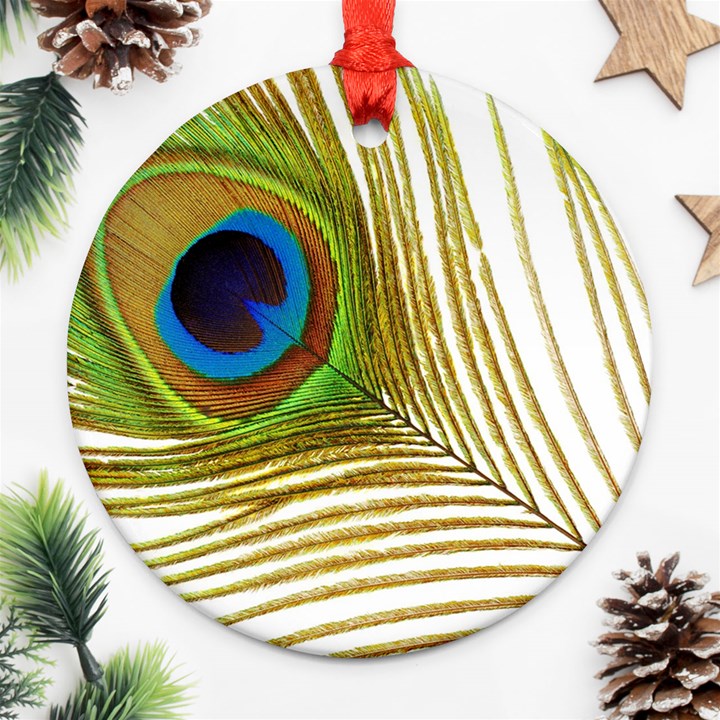 Peacock Feather Plumage Colorful Round Ornament (Two Sides)