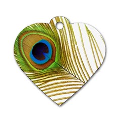 Peacock Feather Plumage Colorful Dog Tag Heart (one Side) by Sapixe