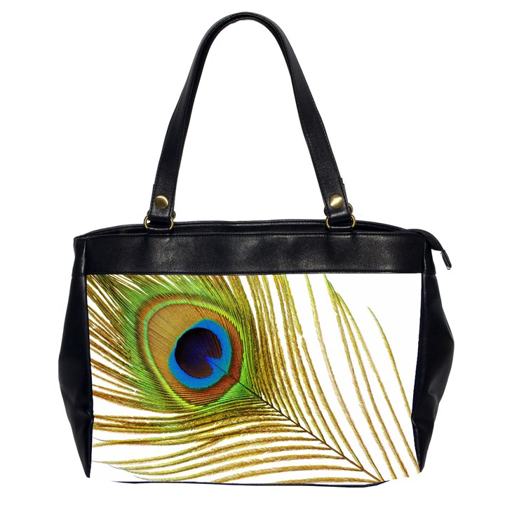 Peacock Feather Plumage Colorful Oversize Office Handbag (2 Sides)