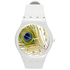 Peacock Feather Plumage Colorful Round Plastic Sport Watch (m) by Sapixe