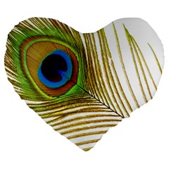 Peacock Feather Plumage Colorful Large 19  Premium Heart Shape Cushions by Sapixe