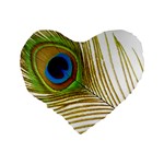 Peacock Feather Plumage Colorful Standard 16  Premium Flano Heart Shape Cushions Back