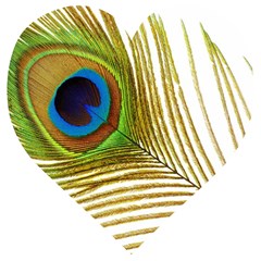 Peacock Feather Plumage Colorful Wooden Puzzle Heart by Sapixe