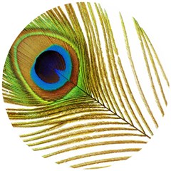 Peacock Feather Plumage Colorful Wooden Puzzle Round