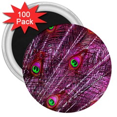 Peacock Feathers Color Plumage 3  Magnets (100 Pack) by Sapixe