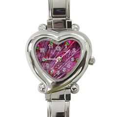 Peacock Feathers Color Plumage Heart Italian Charm Watch by Sapixe