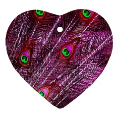 Peacock Feathers Color Plumage Heart Ornament (two Sides) by Sapixe