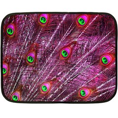 Peacock Feathers Color Plumage Double Sided Fleece Blanket (mini)  by Sapixe