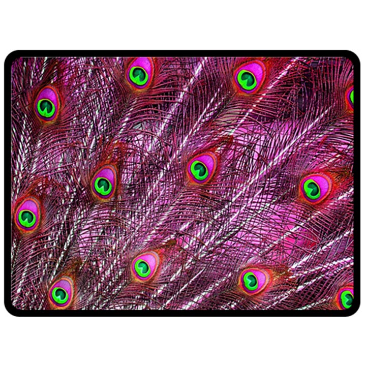 Peacock Feathers Color Plumage Fleece Blanket (Large) 