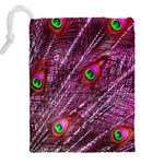 Peacock Feathers Color Plumage Drawstring Pouch (5XL) Back