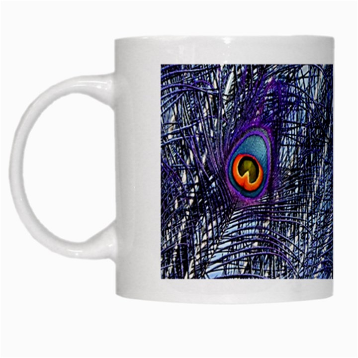 Peacock Feathers Color Plumage Blue White Mugs