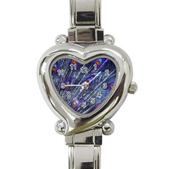 Peacock Feathers Color Plumage Blue Heart Italian Charm Watch by Sapixe