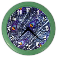 Peacock Feathers Color Plumage Blue Color Wall Clock by Sapixe