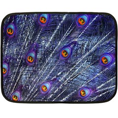 Peacock Feathers Color Plumage Blue Double Sided Fleece Blanket (mini)  by Sapixe