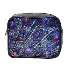 Peacock Feathers Color Plumage Blue Mini Toiletries Bag (two Sides) by Sapixe