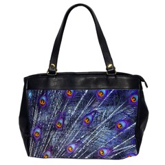 Peacock Feathers Color Plumage Blue Oversize Office Handbag (2 Sides) by Sapixe